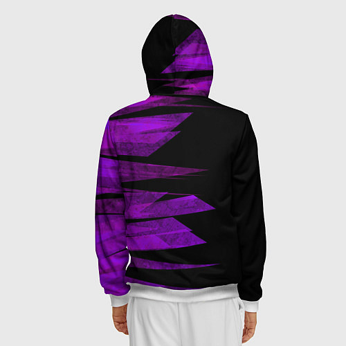 Мужская толстовка на молнии Color purple black stripes / 3D-Белый – фото 4