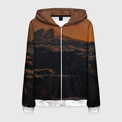 Толстовка 3D на молнии мужская Эльбрус, цвет: 3D-белый