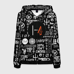 Толстовка 3D на молнии мужская Twenty one pilots rock logo, цвет: 3D-черный