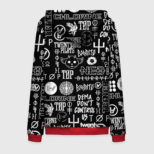 Мужская толстовка на молнии Twenty one pilots rock logo / 3D-Красный – фото 2