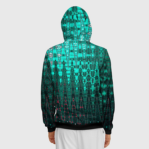 Мужская толстовка на молнии Нефритовый зелёный абстракция / 3D-Черный – фото 4