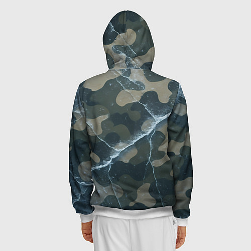Мужская толстовка на молнии Ледяной камуфляж / 3D-Белый – фото 4