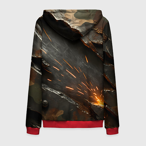 Мужская толстовка на молнии Искры метала под камуфляжем / 3D-Красный – фото 2