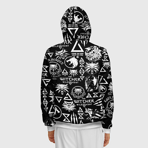Мужская толстовка на молнии Doom логотипы ведьмак / 3D-Белый – фото 4