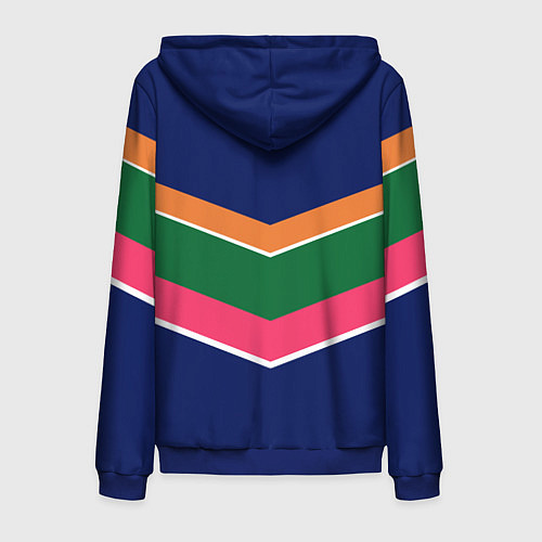 Мужская толстовка на молнии Тёмно-синий спорт с полосами / 3D-Синий – фото 2
