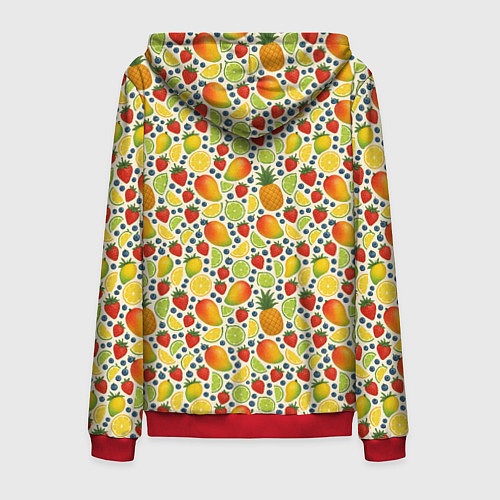 Мужская толстовка на молнии Ягоды и фрукты паттерн / 3D-Красный – фото 2