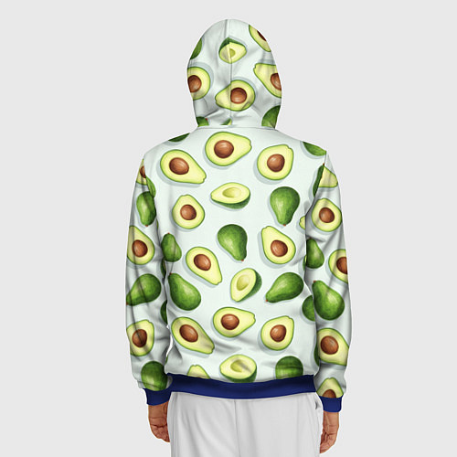 Мужская толстовка на молнии Авокадо - паттерн / 3D-Синий – фото 4