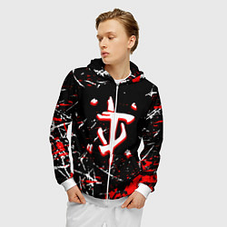 Толстовка 3D на молнии мужская Doom краски штрихи, цвет: 3D-белый — фото 2