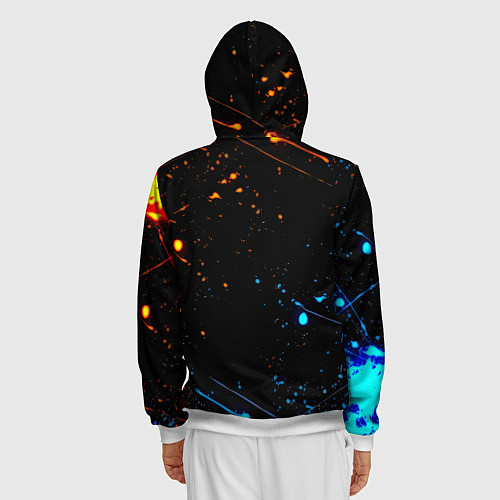 Мужская толстовка на молнии Doom лёд и пламя краски / 3D-Белый – фото 4