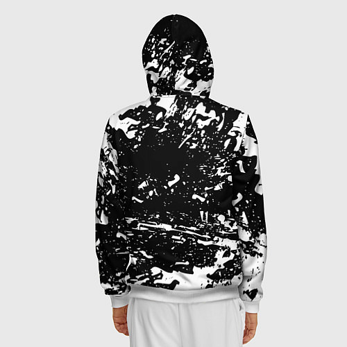 Мужская толстовка на молнии Doom краски белые штрихи / 3D-Белый – фото 4