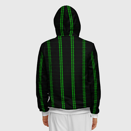 Мужская толстовка на молнии Color black cage green stripes / 3D-Белый – фото 4