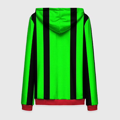 Мужская толстовка на молнии Color black and green stripes / 3D-Красный – фото 2