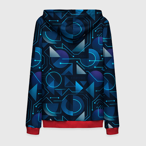 Мужская толстовка на молнии Футуристическая сине-фиолетовая абстракция с хакер / 3D-Красный – фото 2