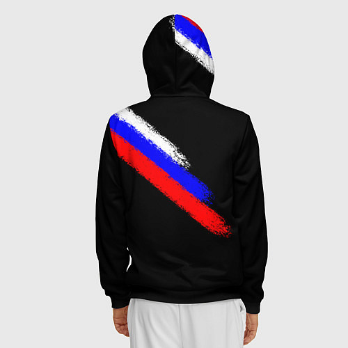 Мужская толстовка на молнии Герб на фоне цветов флага на чёрном фоне / 3D-Черный – фото 4