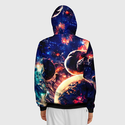 Мужская толстовка на молнии Фантастический космос планеты / 3D-Черный – фото 4