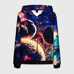 Толстовка 3D на молнии мужская Фантастический космос планеты, цвет: 3D-черный