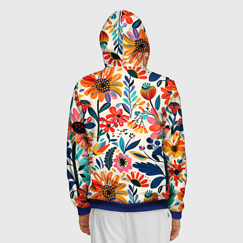 Мужская толстовка на молнии Простые цветы / 3D-Синий – фото 4
