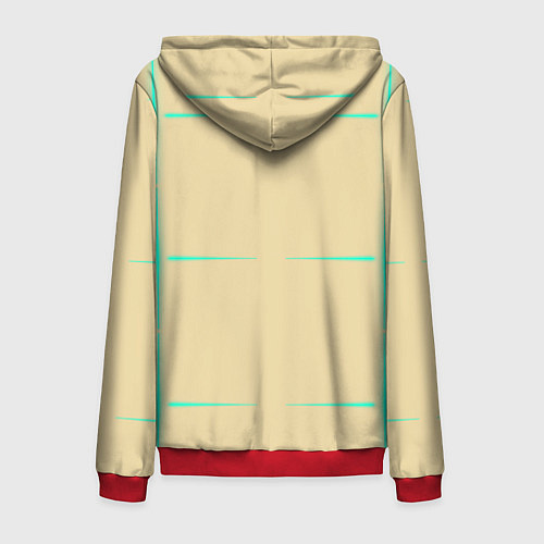 Мужская толстовка на молнии Color beige green stripes / 3D-Красный – фото 2