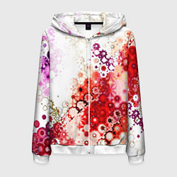 Мужская толстовка на молнии Красный узор на белом