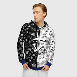 Толстовка 3D на молнии мужская Doom ачивки паттерн, цвет: 3D-синий — фото 2
