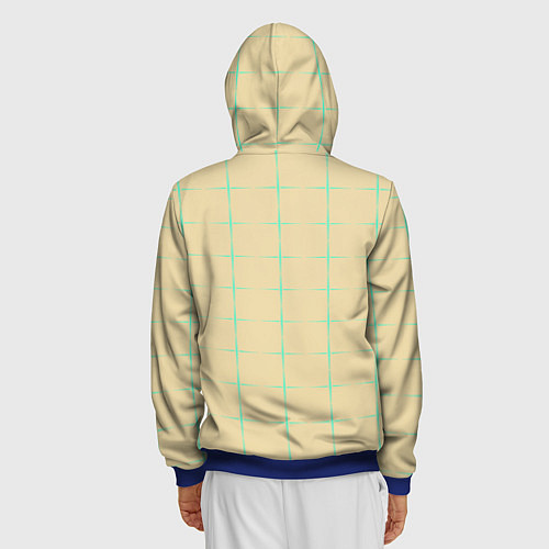Мужская толстовка на молнии Color beige green crosses / 3D-Синий – фото 4