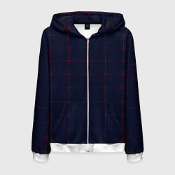 Толстовка 3D на молнии мужская Color dark blue red crosses, цвет: 3D-белый