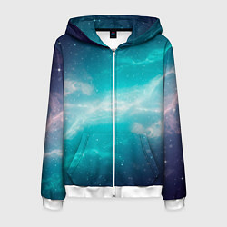 Толстовка 3D на молнии мужская Галактическое сияние небес, цвет: 3D-белый