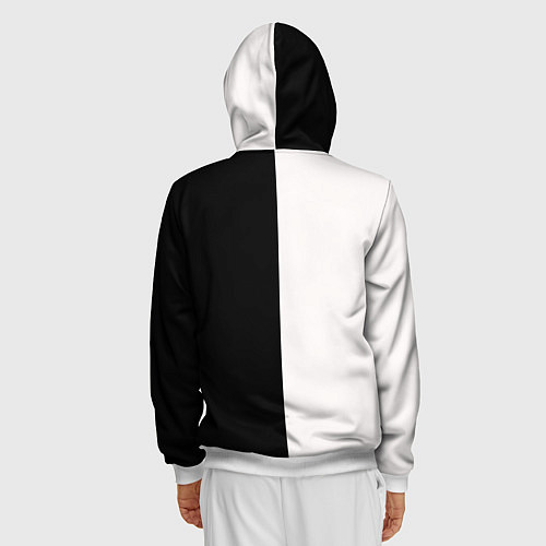 Мужская толстовка на молнии Солнце черно-белое / 3D-Белый – фото 4