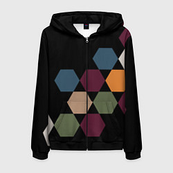 Толстовка 3D на молнии мужская Honeycombs autumn colors, цвет: 3D-черный