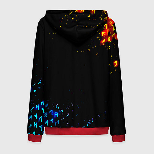 Мужская толстовка на молнии Doom огненные символы / 3D-Красный – фото 2