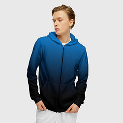 Толстовка 3D на молнии мужская Blue gradient, цвет: 3D-черный — фото 2