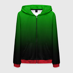 Толстовка 3D на молнии мужская Green gradient, цвет: 3D-красный