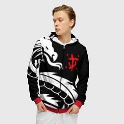 Толстовка 3D на молнии мужская Doom dragon steel, цвет: 3D-красный — фото 2