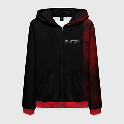 Толстовка 3D на молнии мужская Shepard N7 -- темный, цвет: 3D-красный