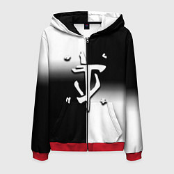 Толстовка 3D на молнии мужская Doom black geometry, цвет: 3D-красный