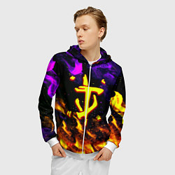 Толстовка 3D на молнии мужская Doom огненный стиль, цвет: 3D-белый — фото 2