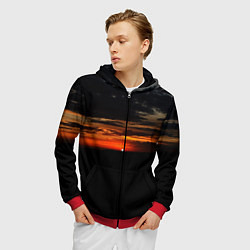 Толстовка 3D на молнии мужская Закат на плато, цвет: 3D-красный — фото 2