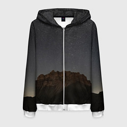 Толстовка 3D на молнии мужская Массив Метеген под звездами, цвет: 3D-белый