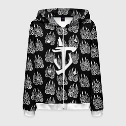 Толстовка 3D на молнии мужская Doom хищник леса, цвет: 3D-белый