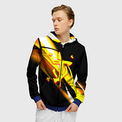 Толстовка 3D на молнии мужская Doom геометрия из полос, цвет: 3D-синий — фото 2