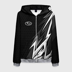 Толстовка 3D на молнии мужская Subaru - монохромный черный, цвет: 3D-меланж
