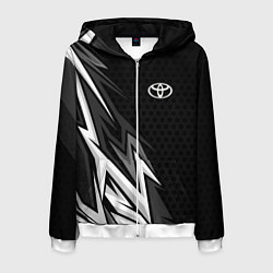 Толстовка 3D на молнии мужская Toyota - монохром, цвет: 3D-белый