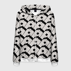 Толстовка 3D на молнии мужская Три буквы: чёрные, цвет: 3D-белый