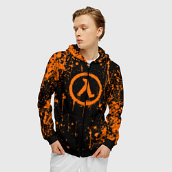 Толстовка 3D на молнии мужская Халф лайф - подтеки, цвет: 3D-черный — фото 2