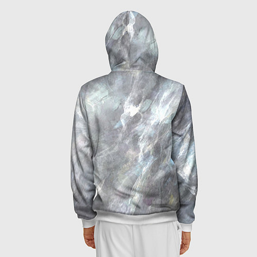 Мужская толстовка на молнии Абстракция - white smoke on gray background / 3D-Белый – фото 4