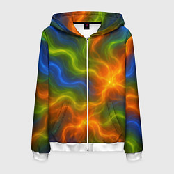 Толстовка 3D на молнии мужская Разноцветный дым, цвет: 3D-белый