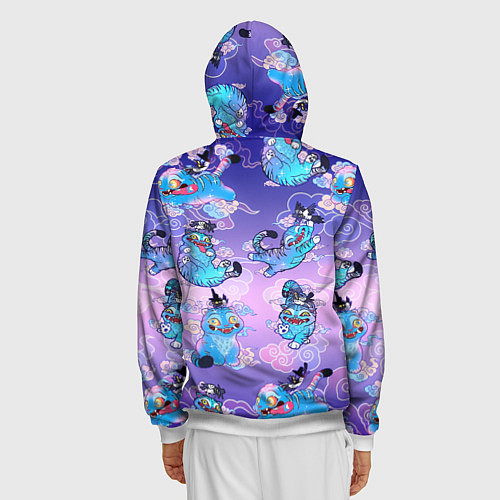 Мужская толстовка на молнии Тигр с сорокой / 3D-Белый – фото 4