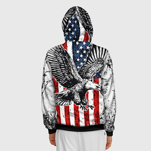 Мужская толстовка на молнии Орел на фоне американского флага USA / 3D-Черный – фото 4
