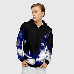 Толстовка 3D на молнии мужская Синее пламя, цвет: 3D-черный — фото 2