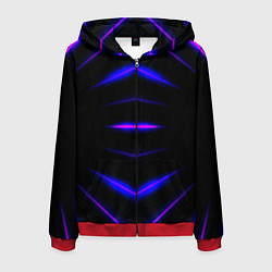 Толстовка 3D на молнии мужская Color black neon stripes, цвет: 3D-красный
